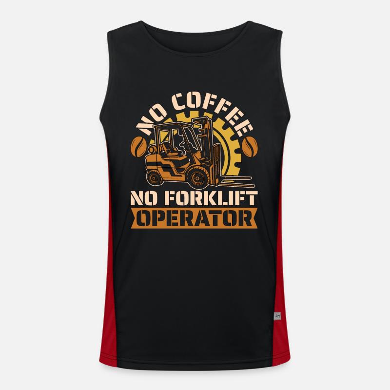 Forklift Operator No Coffee Storeman Coffee Lover Funktionelles Kontrast-Tank Top für Männer 