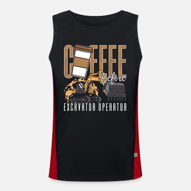 Excavator Operator Coffee Earthwork Coffee Lover Men's Functional Contrast Tank Top 