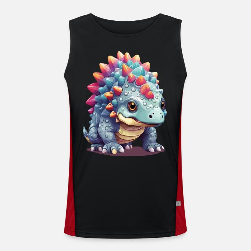 Mignon Pastel Ankylosaurus Dino Comic Débardeur respirant contrasté Homme 