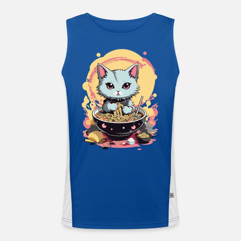 Katze Ramen Japan Pastell Aesthetic Funktionelles Kontrast-Tank Top für Männer 