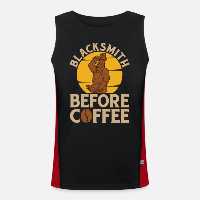 Blacksmith Before Coffee Ironworker Coffee Lover Men's Functional Contrast Tank Top 