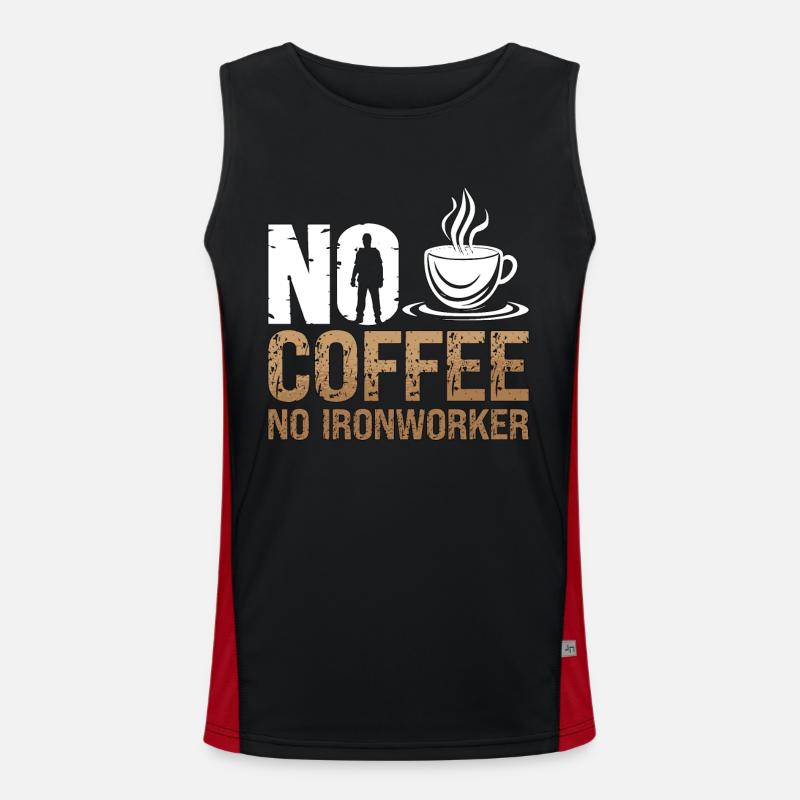 Ironworker No Coffee No Locksmith Coffee Lover Men's Functional Contrast Tank Top 