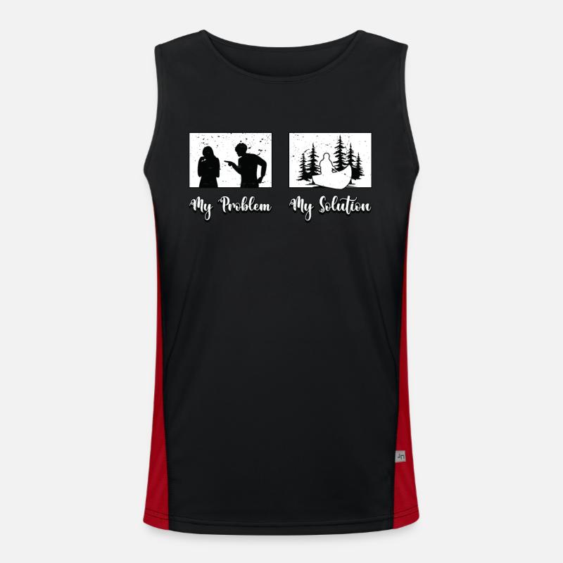 Kayaker My Problem My Solution Pictogram Mom Dad Funktionelles Kontrast-Tank Top für Männer 
