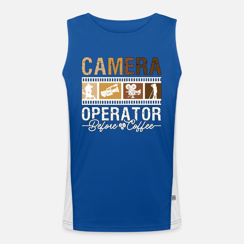 Camera Operator Before Movie Maker Coffee Lover Funktionelles Kontrast-Tank Top für Männer 