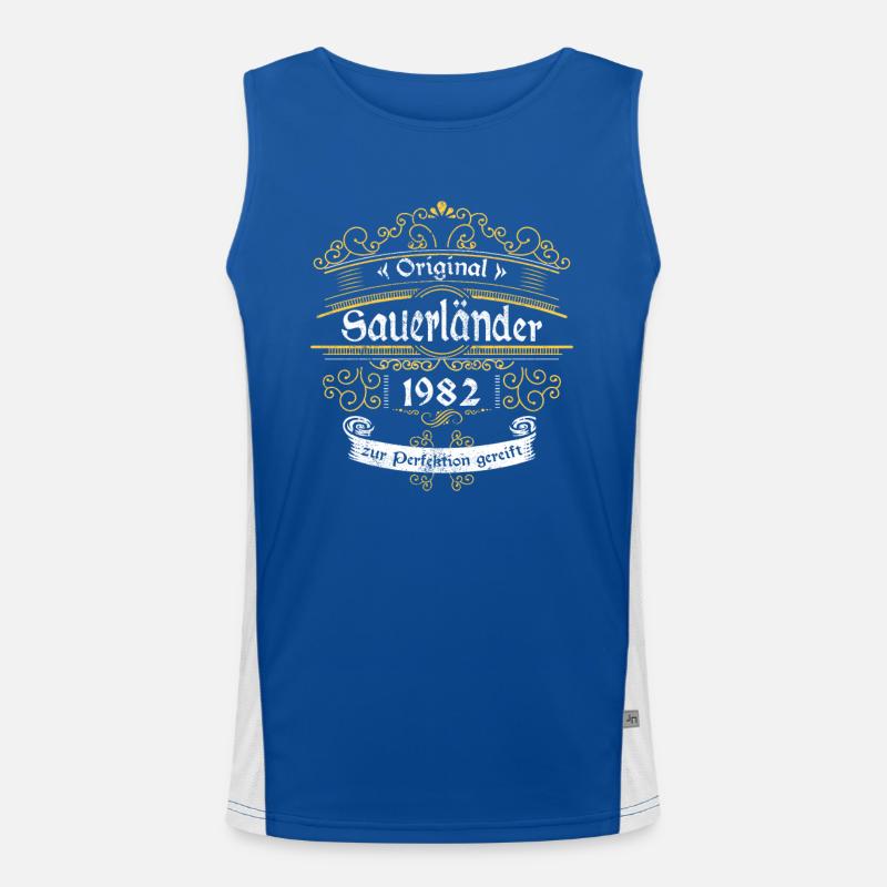1982 Geburtstag Sauerländer Original Whiskey Funktionelles Kontrast-Tank Top für Männer 