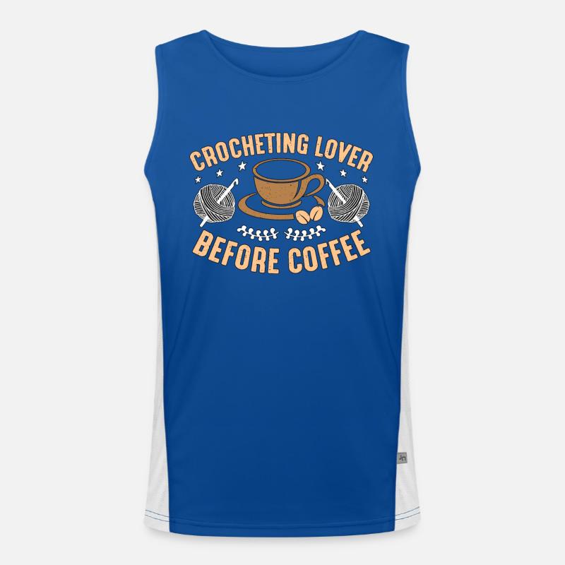 Crocheting Lover Before Coffee Sewing Coffee Lover Men's Functional Contrast Tank Top 
