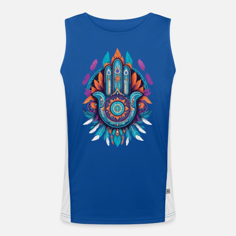 Hamsa Main Mandala Bohème Chic Débardeur respirant contrasté Homme 