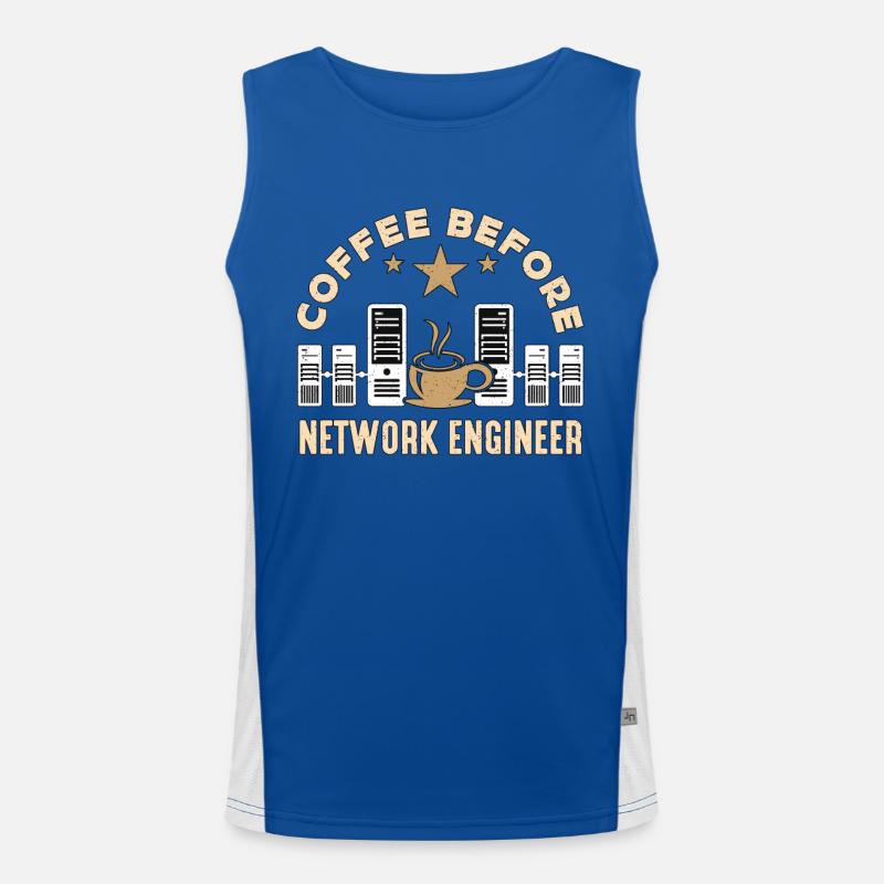 Network Engineer Coffee Cybersecurity Coffee Lover Men's Functional Contrast Tank Top 