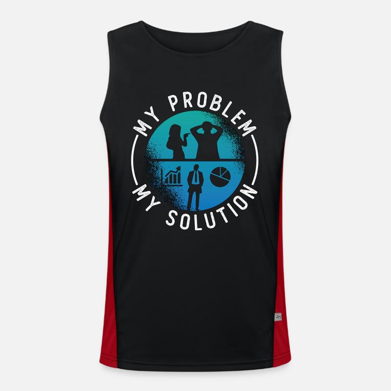 Data Analyst My Problem My Solution Pictogram Dad Funktionelles Kontrast-Tank Top für Männer 