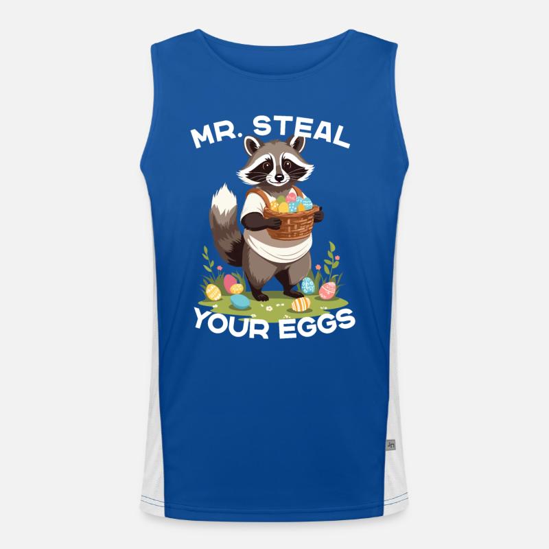 Funny Raccoon Eggs Thief Easter Saying Men's Functional Contrast Tank Top 