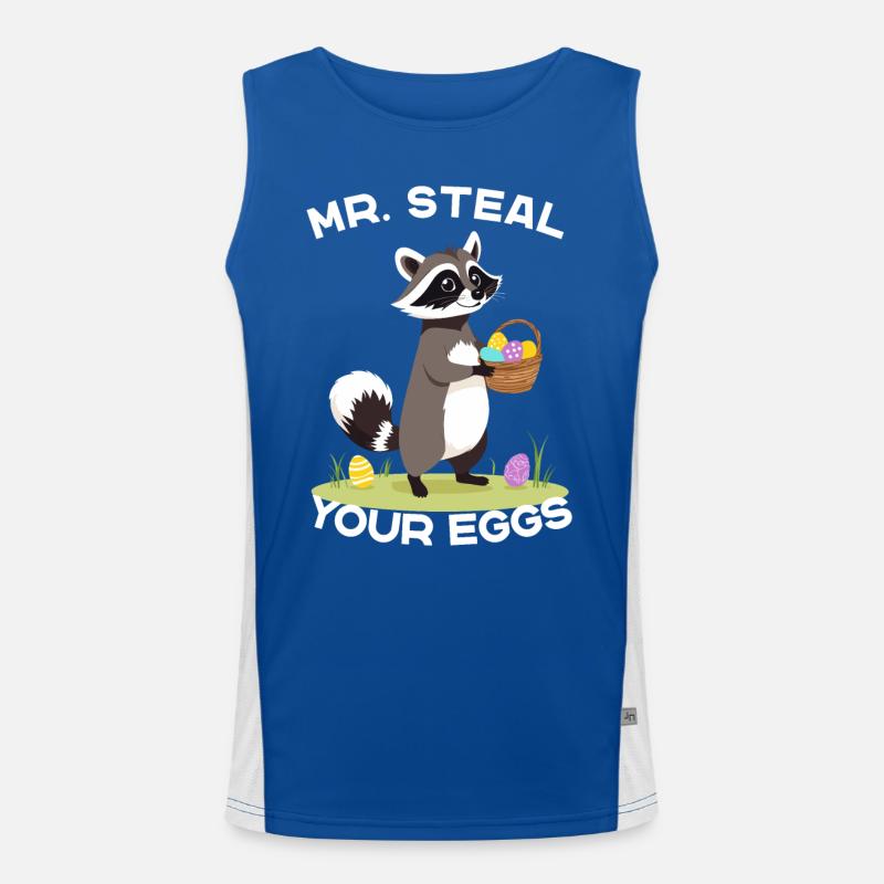 Lustiger Eier Dieb Waschbär Osterhasen Design Funktionelles Kontrast-Tank Top für Männer 