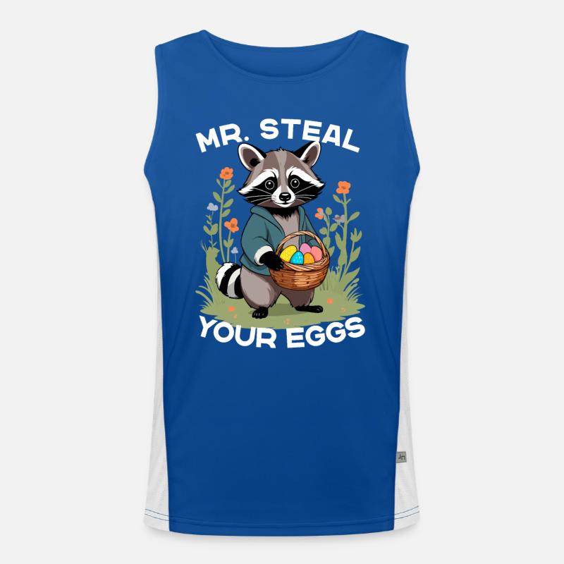 Lustiger Eier Dieb Waschbär Osterhasen Design Funktionelles Kontrast-Tank Top für Männer 