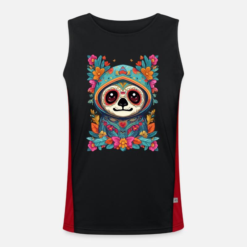 Sloth Iconic Sugar Skull Mexico - Men's Functional Contrast Tank Top  - black/red