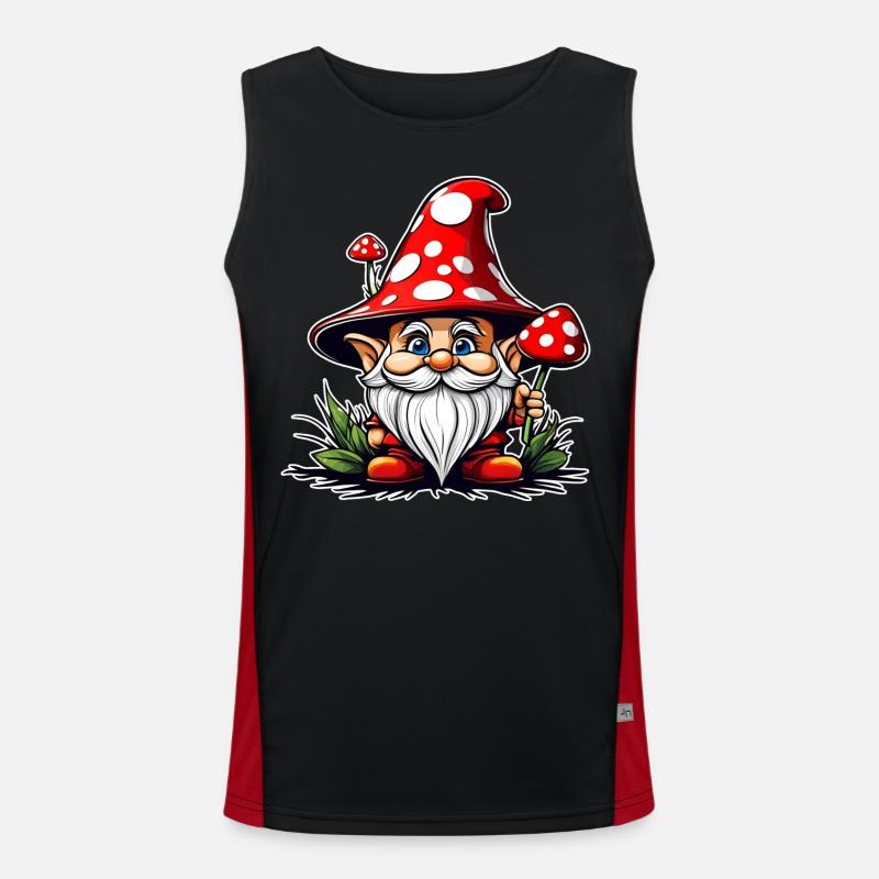 Cute Toadstool Leprechaun - Men's Functional Contrast Tank Top  - black/red