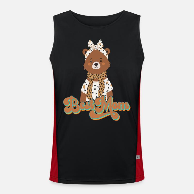 Best Mom Lustiger Mama Bär Mutter Bärin Design Funktionelles Kontrast-Tank Top für Männer 