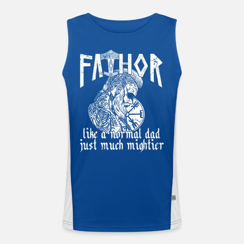Wikinger Papa Vathor Mächtiger Nordischer Vater Funktionelles Kontrast-Tank Top für Männer 
