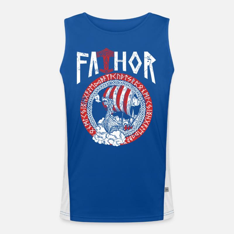 Papa Vathor Nordisches Wikinger Schiff Design Funktionelles Kontrast-Tank Top für Männer 