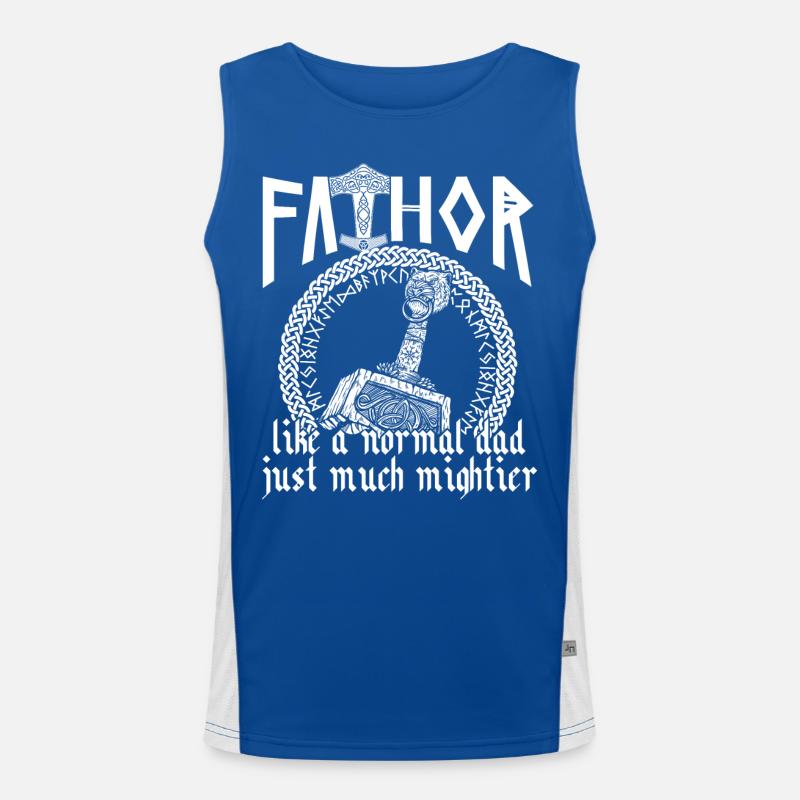 Wikinger Papa Vathor Mächtiger Hammer Mjölnir Funktionelles Kontrast-Tank Top für Männer 