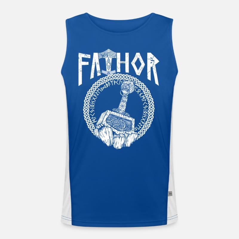 Viking nordique Papa Vathor Marteau Mjölnir Débardeur respirant contrasté Homme 