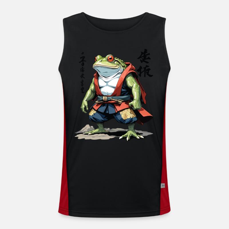 Samurai Frosch Vintage Ukiyo-e Stil Japan Kunst Funktionelles Kontrast-Tank Top für Männer 