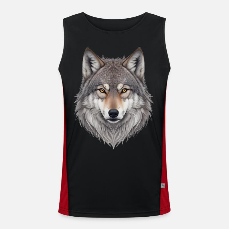 Wolf Kopf Funktionelles Kontrast-Tank Top für Männer 