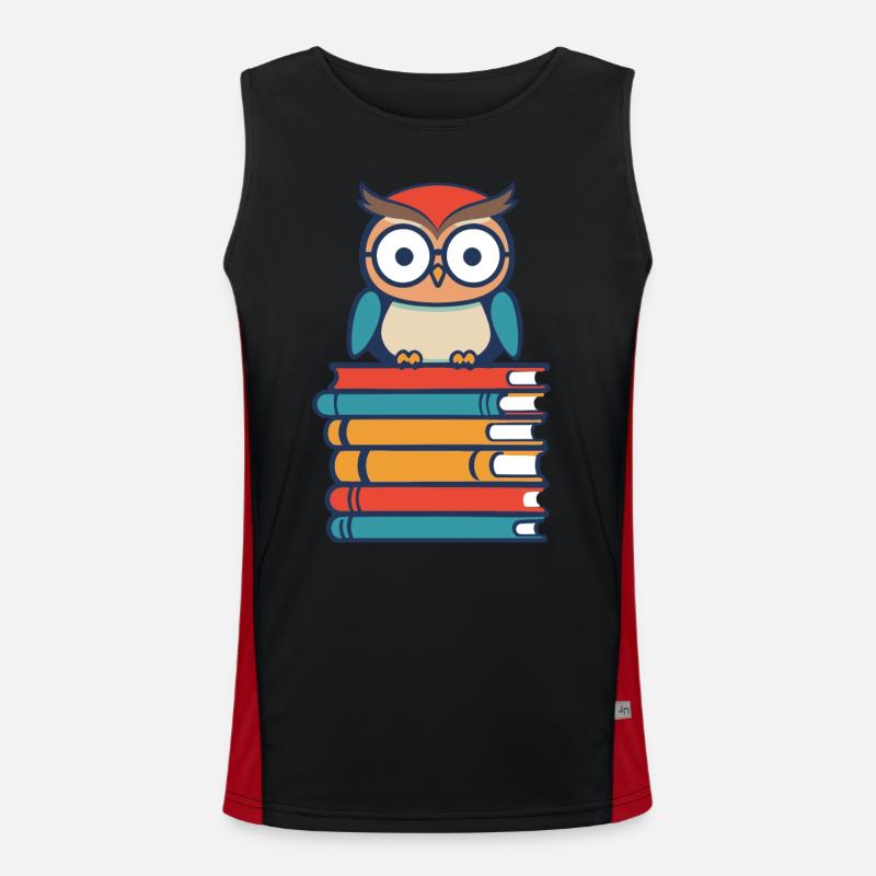 Bücher Eule Niedlicher Bücherwurm Leseratte Funktionelles Kontrast-Tank Top für Männer 