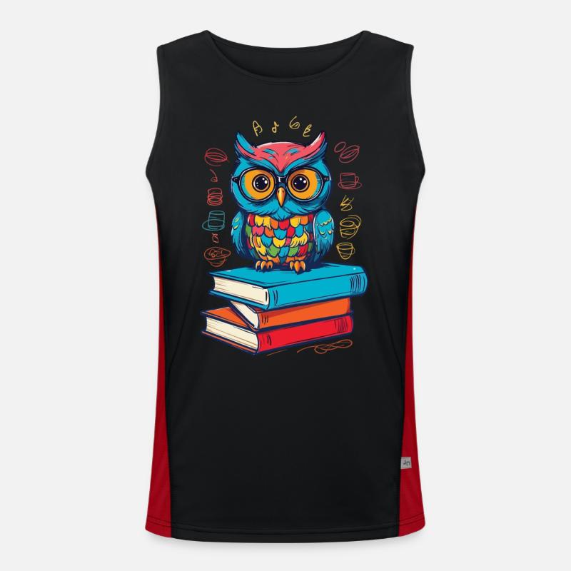 Bücher Eule Süße Buch Illustration Lesender Kauz Funktionelles Kontrast-Tank Top für Männer 