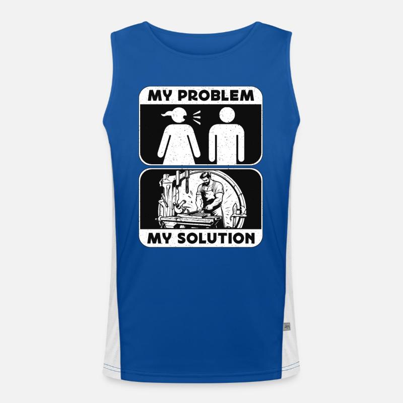 Bladesmith My Problem My Solution Pictogram Dad Funktionelles Kontrast-Tank Top für Männer 