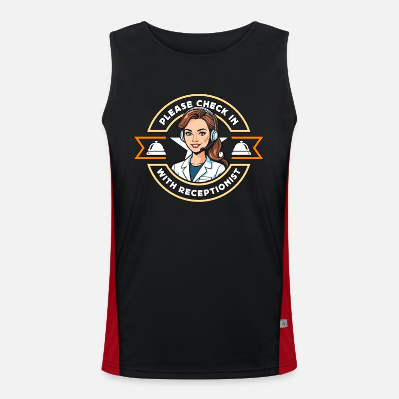 Receptionist Please Check In Hotel Receptionist Funktionelles Kontrast-Tank Top für Männer 
