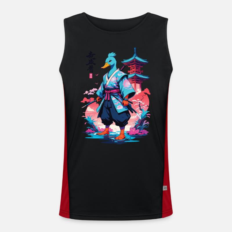 Samurai Ente Aesthetic Vaporwave Stil Funktionelles Kontrast-Tank Top für Männer 