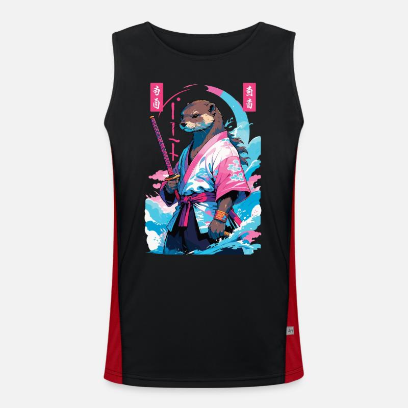 Samurai Otter Aesthetic Vaporwave Asian Style Men's Functional Contrast Tank Top 
