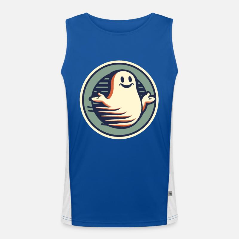 Funny Vintage Ghost Knows Nothing Halloween Funktionelles Kontrast-Tank Top für Männer 