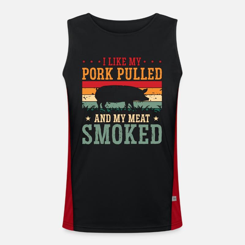 Pulled Pork BBQ I Like My Pork Pulled Grilled Meat Men's Functional Contrast Tank Top 