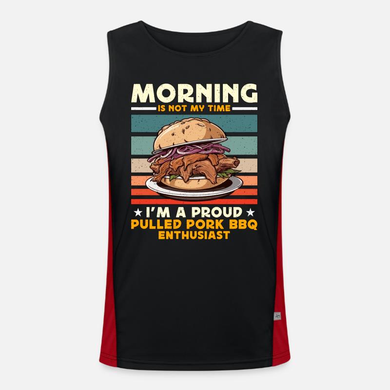 Pulled Pork BBQ Morning Is Not My Time BBQ Lover Men's Functional Contrast Tank Top 