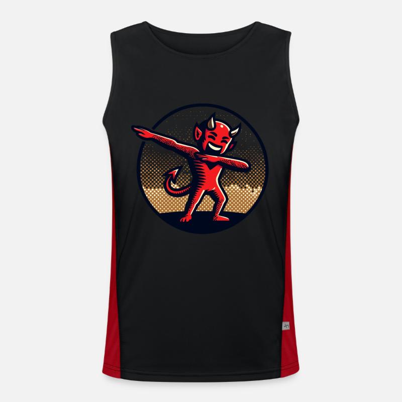 Dabbing Devil Funny Dabbing Design - Men's Functional Contrast Tank Top  - black/red