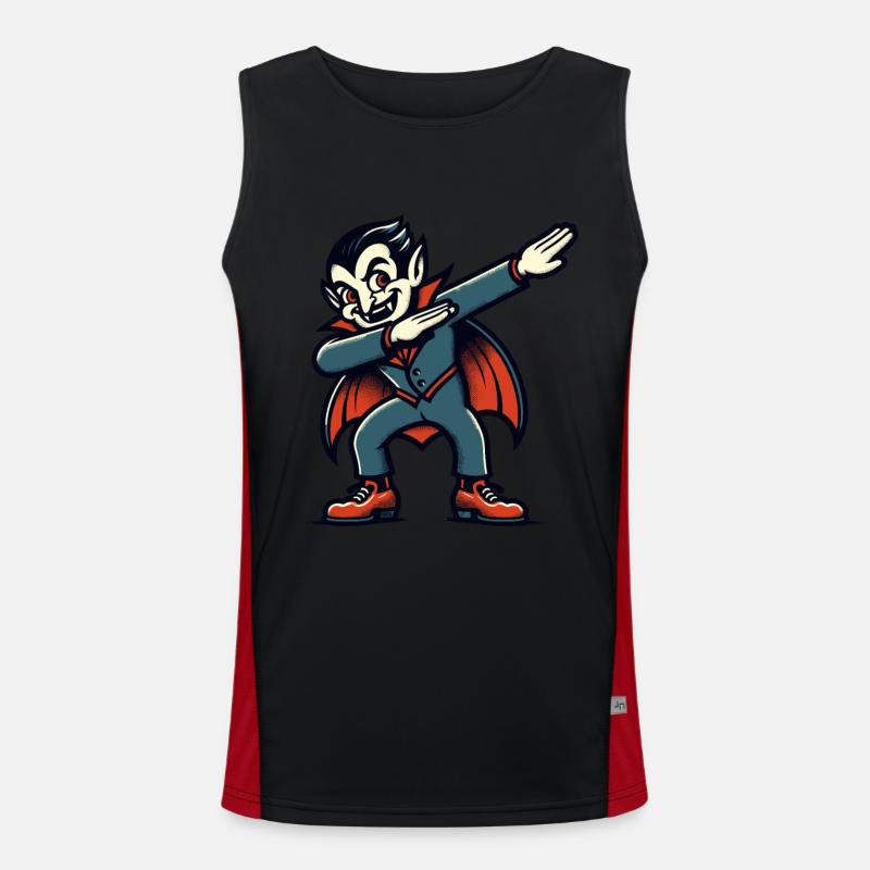 Dabbing Vampire Funny Dabbing Design Halloween Men's Functional Contrast Tank Top 