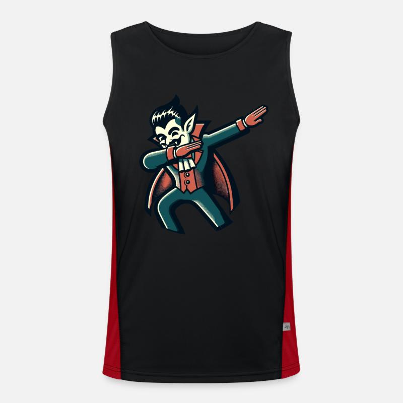 Dabbing Vampire Funny Dabbing Design - Men's Functional Contrast Tank Top  - black/red