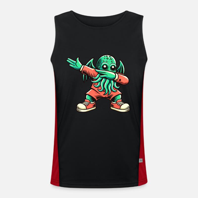 Lustiger Dabbender Cthulhu Dabbing Design Funktionelles Kontrast-Tank Top für Männer 