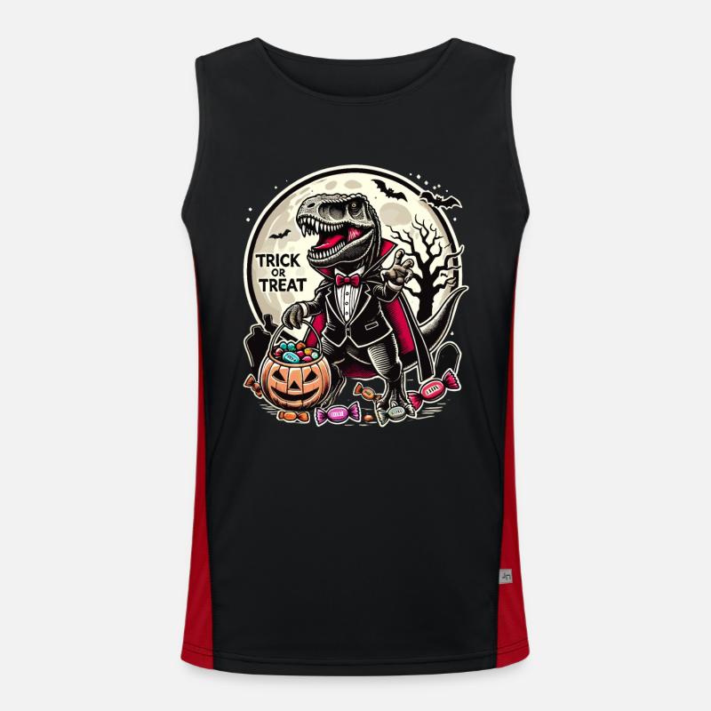 Funny T-Rex Vampire Loves Candy - Men's Functional Contrast Tank Top  - black/red