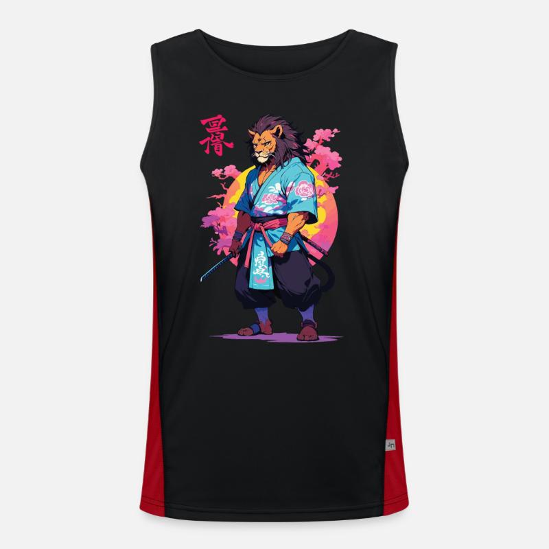 Conception esthétique Samurai Cat Vaporwave Débardeur respirant contrasté Homme 
