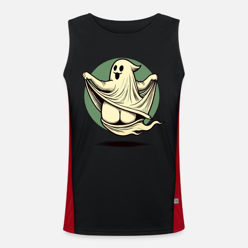 Funny Halloween Ghost Freak Under Sheet Men's Functional Contrast Tank Top 