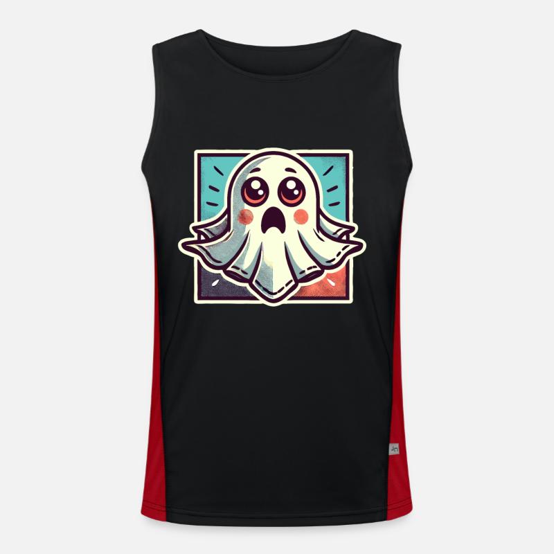 Scared Ghost Funny Ghost Design - Men's Functional Contrast Tank Top - black/red