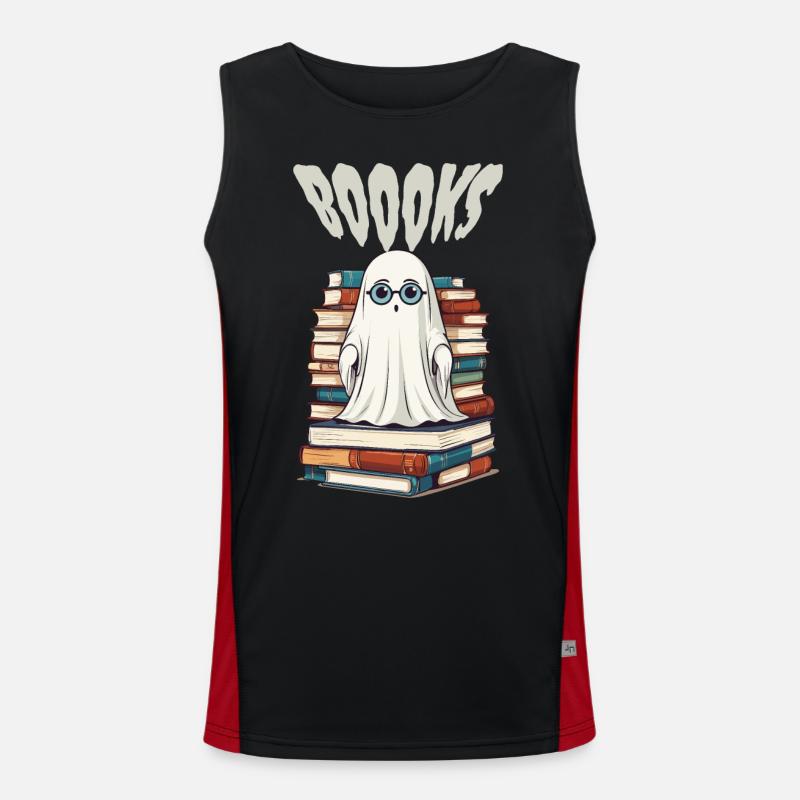 Cute Book Lover Ghost - Men's Functional Contrast Tank Top  - black/red