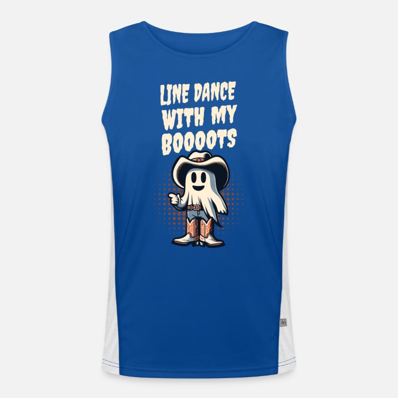 Cowboy Mit Boots Line Dance Gespenst Vintage Retro Funktionelles Kontrast-Tank Top für Männer 