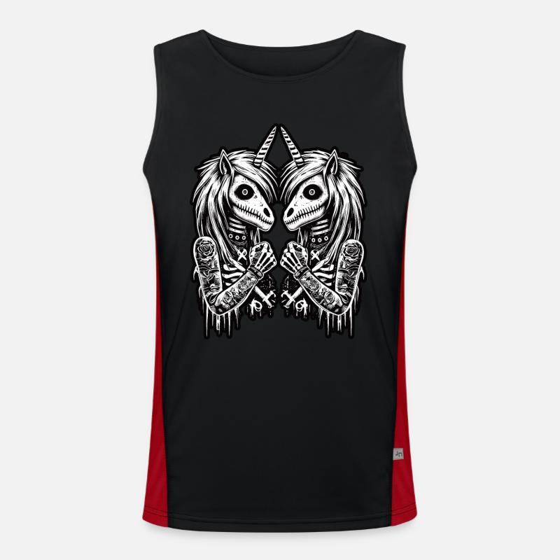 Creepy Gothic Unicorn Aesthetic Goth Design Men's Functional Contrast Tank Top 