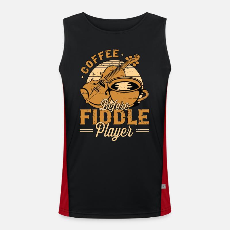 Fiddle Player Coffee Before Violinist Coffee Lover Men's Functional Contrast Tank Top 