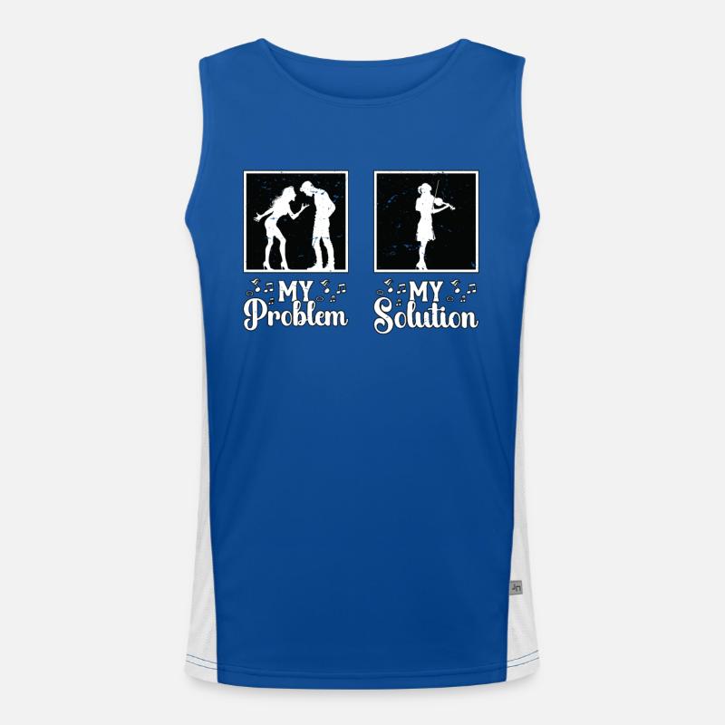 Fiddle Player My Problem My Solution Pictogram Mom Men's Functional Contrast Tank Top 