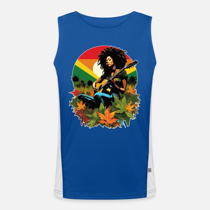 Rastafari Reggae-Gitarrist Funktionelles Kontrast-Tank Top für Männer 