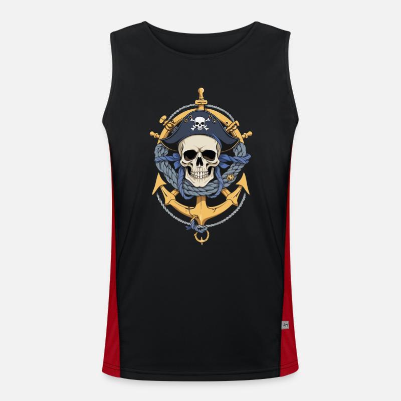 Drapeaux de pirate crâne Jolly Roger costume de pirate Débardeur respirant contrasté Homme 