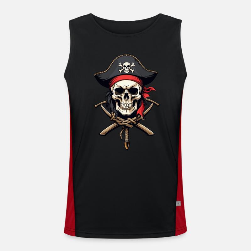 Drapeaux de pirate crâne Jolly Roger costume de pirate Débardeur respirant contrasté Homme 
